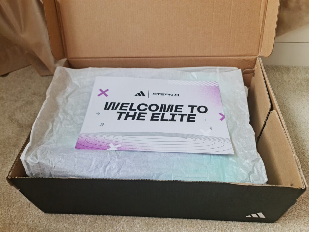 Adidas Ultraboost 5X STEPN Edition unboxing Welcome Letter